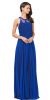 Sleeveless Beaded Lace Mesh Bodice Long Formal Prom Dress in Royal Blue